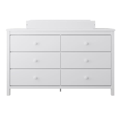 Alpine 6-Drawer Double Dresser (White), GREENGUARD Gold Certified Nursery & Kids Storage Chest, Modern Bedroom Organizer
