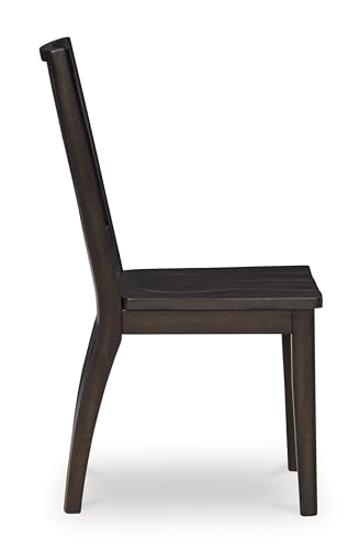 Casual Solid Wood Armless Dining Chair with Contoured Seat, Set of 2, Dark Brown