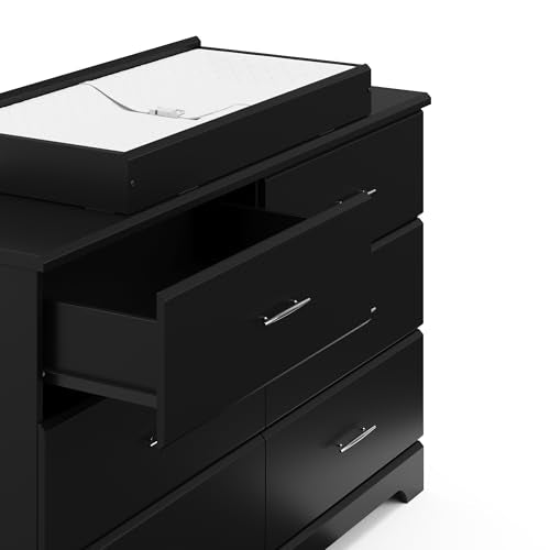 Brookside 6 Drawer Double Dresser for Nursery & Kids, GREENGUARD Gold Certified Chest of Drawers Organizer, Black