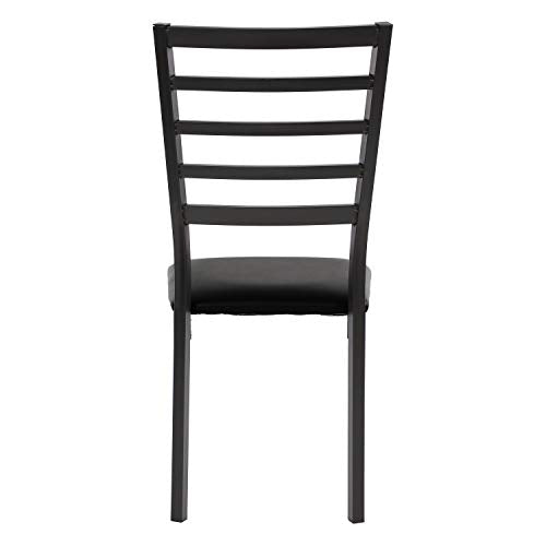 Arin Faux Leather Metal Frame Dining Chairs (Set of 4), 19" SH, Black