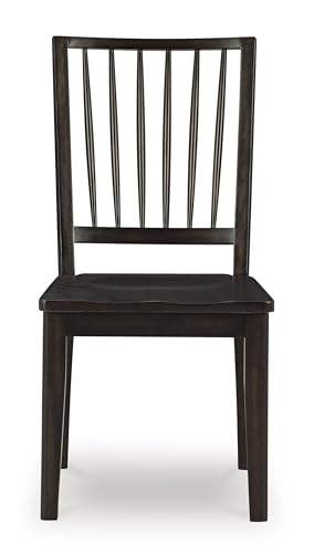Casual Solid Wood Armless Dining Chair with Contoured Seat, Set of 2, Dark Brown