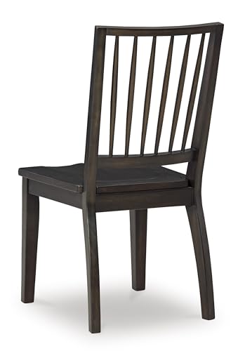 Casual Solid Wood Armless Dining Chair with Contoured Seat, Set of 2, Dark Brown