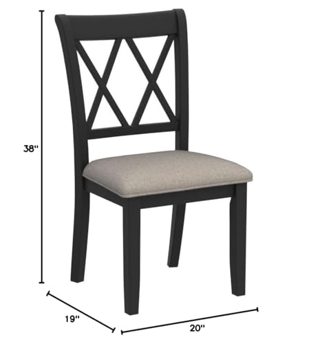 Furniture Windvale Fabric Upholstered Dining Chair in Black, Set of 2