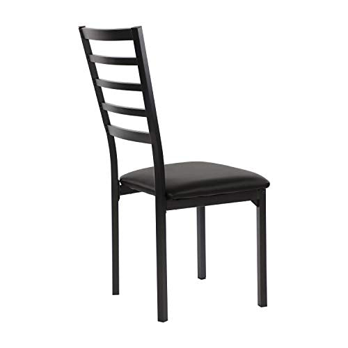Arin Faux Leather Metal Frame Dining Chairs (Set of 4), 19" SH, Black