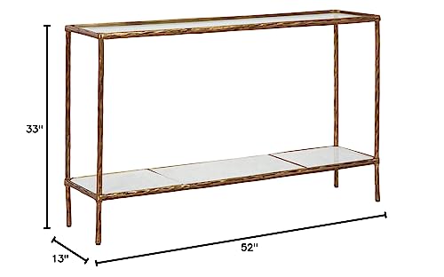 Ryandale Modern Console Sofa Table, Antique Brass Finish