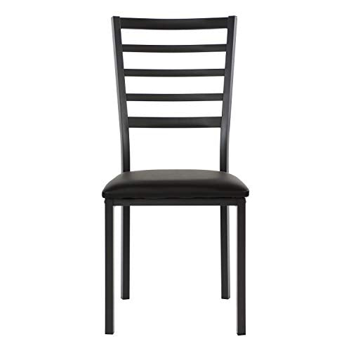 Arin Faux Leather Metal Frame Dining Chairs (Set of 4), 19" SH, Black