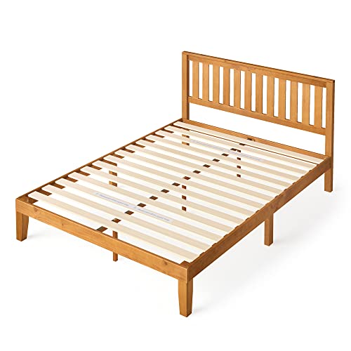 Zinus 12 Inch Solid Wood Platform Bed with Headboard/No Box Spring Needed/Wood Slat Support/Rustic Pine Finish, Queen