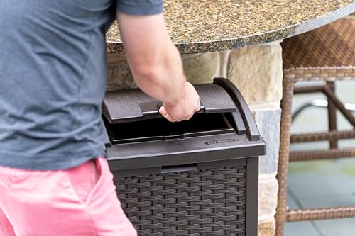 33 Gallon Commercial Outdoor Trashcan Hideaway with Lid for 30 to 33 Gallon Trash Bags for Garage, Backyard, or Garden, Brown
