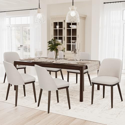 Dining Chairs Set of 4, Modern Kitchen Chairs with Back, Fabric Side Dining Room Chairs with Wood Legs for Kitchen Dining Room Restaurant