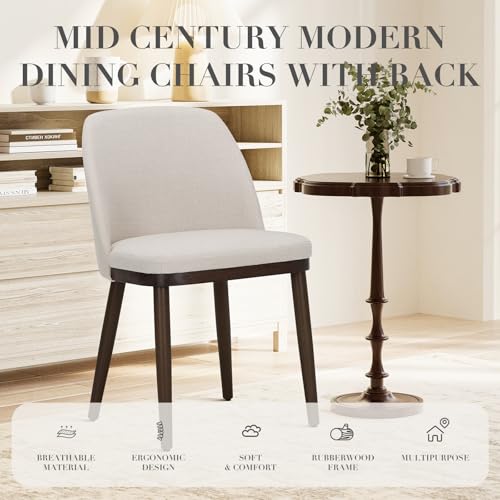 Dining Chairs Set of 4, Modern Kitchen Chairs with Back, Fabric Side Dining Room Chairs with Wood Legs for Kitchen Dining Room Restaurant