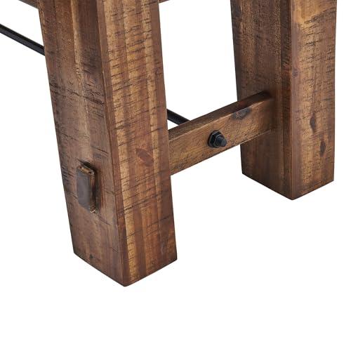 Durango 60" Rustic Farmhouse Wood Bench, Solid Wood Seat, Industrial Accent Furniture for Entryway, Dining Room, Hallway, by Alaterre