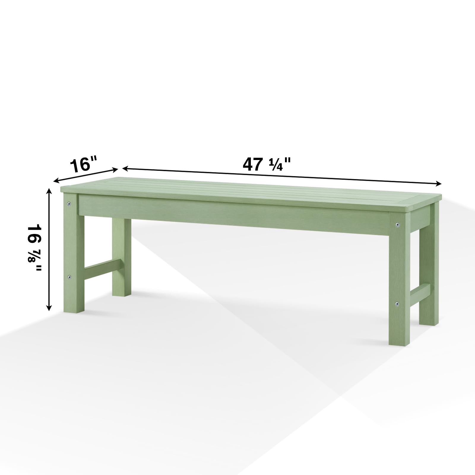 Outdoor Bench, 2-Person Poly Lumber Porch Bench, Weatherproof & Fade-Resistant, All-Weather Garden Bench for Patio, Park, Porch, Green