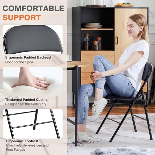 Folding Chair 12 Pack, Leather Padded Folding Chairs, Sturdy Metal Foldable Chairs, Easy to Use and Store, Outdoor and Indoor, for Home, Office, Party, Comfy