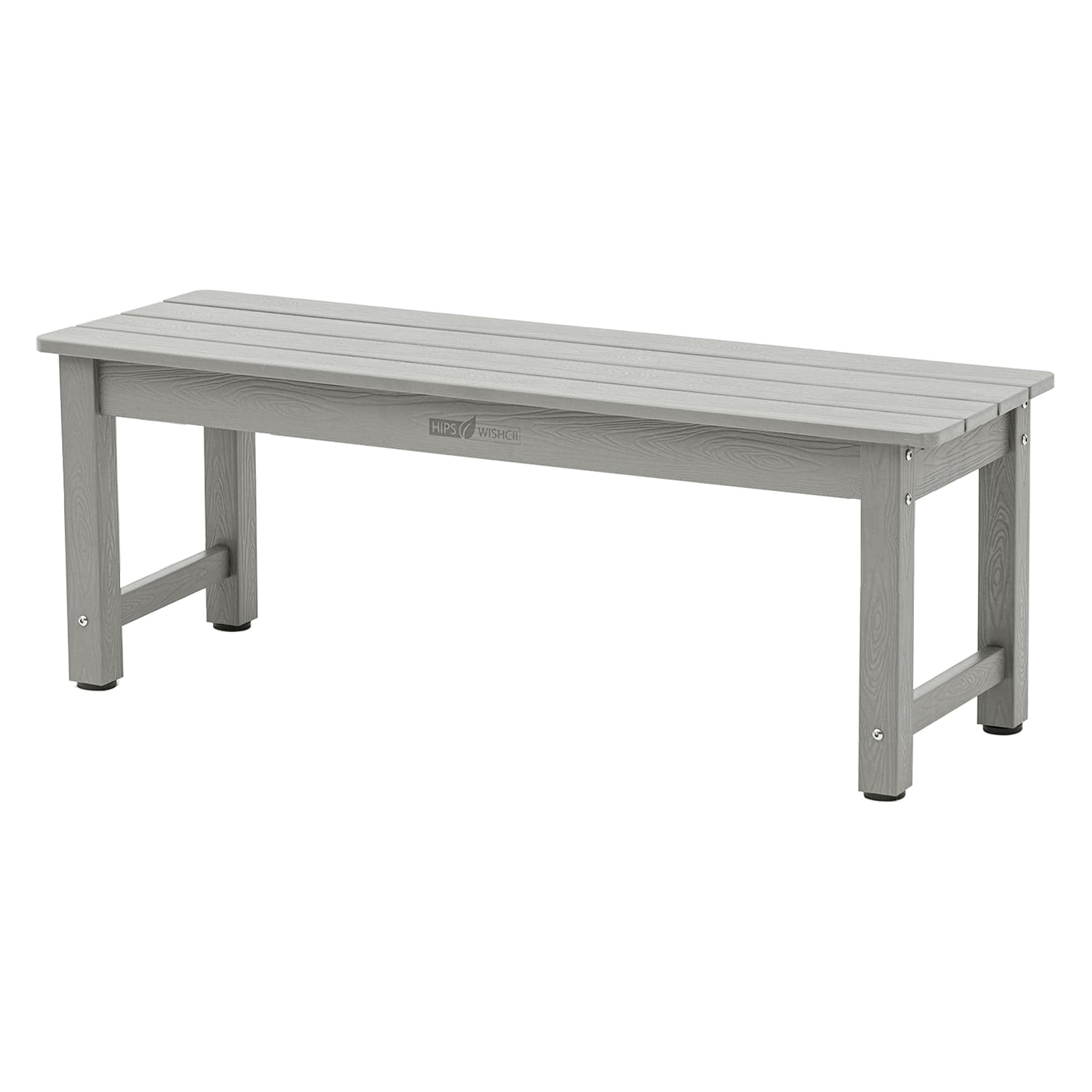 Outdoor Bench, 2-Person Backless Poly Lumber Bench, Weatherproof & Fade-Resistant, Perfect for Garden, Porch, Patio, Park, Grey