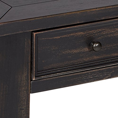 Design by Ashley Gavelston Rustic Sofa Table with 4 Drawers and Lower Shelf, Weathered Black