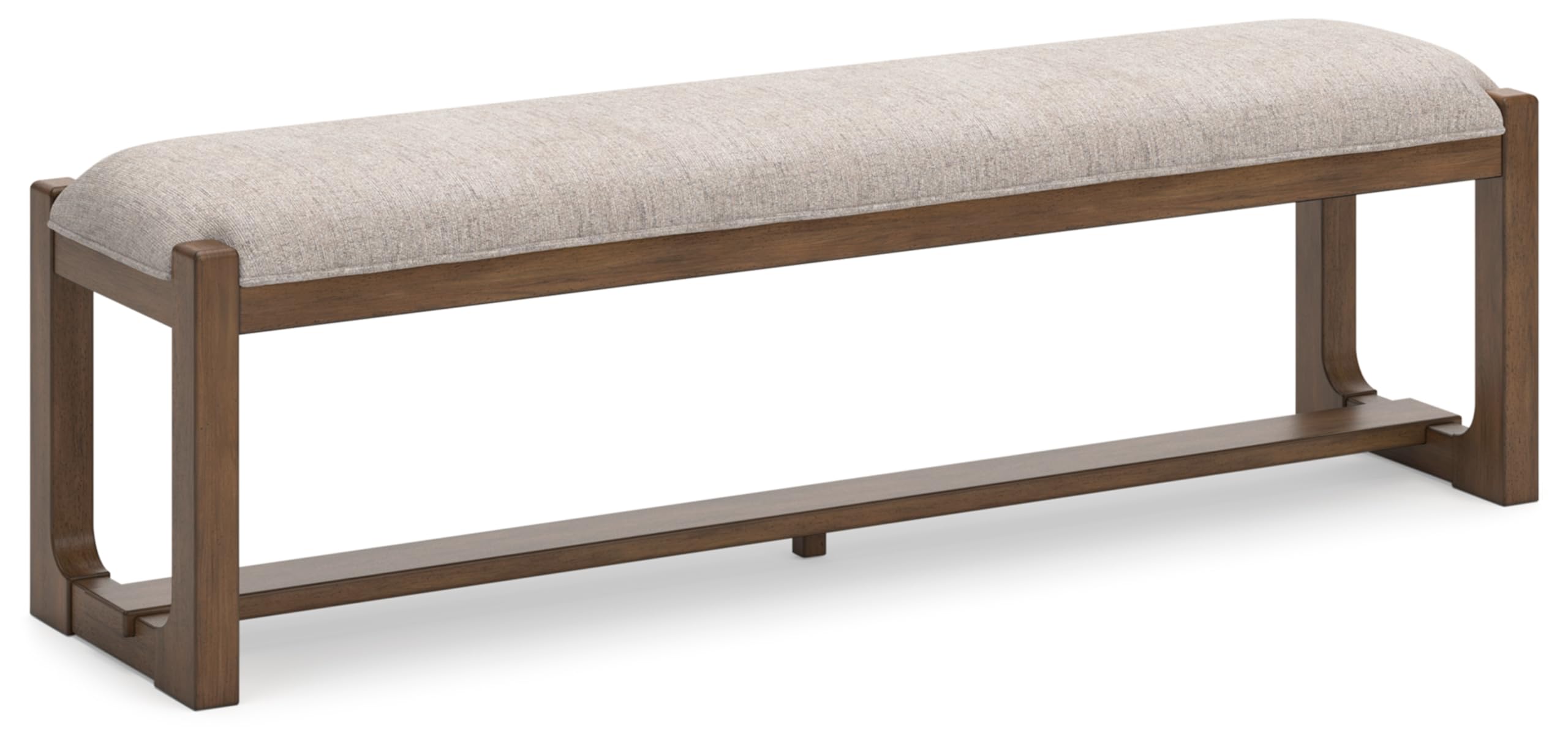 Cabalynn Farmhouse Upholstered 63" Dining Bench, Beige & Light Brown