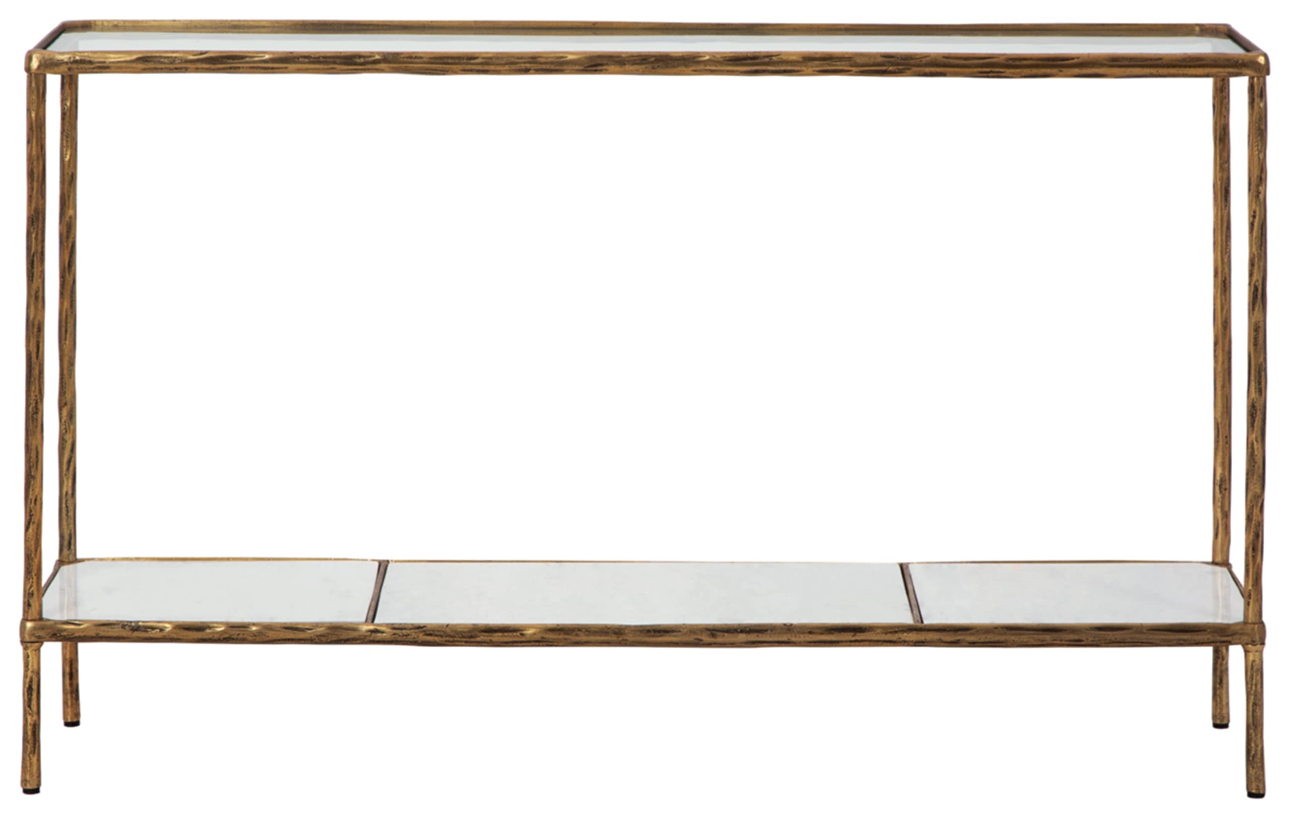 Ryandale Modern Console Sofa Table, Antique Brass Finish