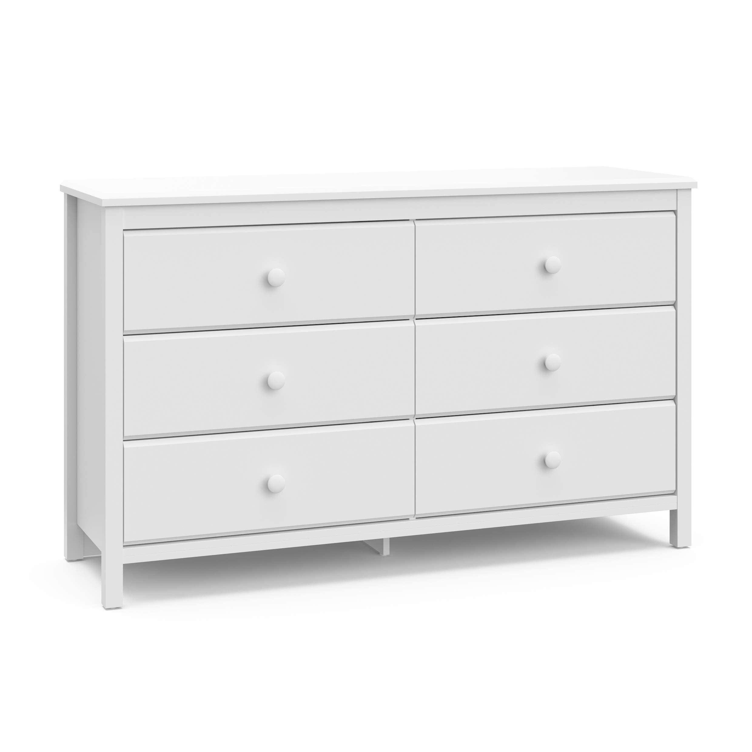 Alpine 6-Drawer Double Dresser (White), GREENGUARD Gold Certified Nursery & Kids Storage Chest, Modern Bedroom Organizer