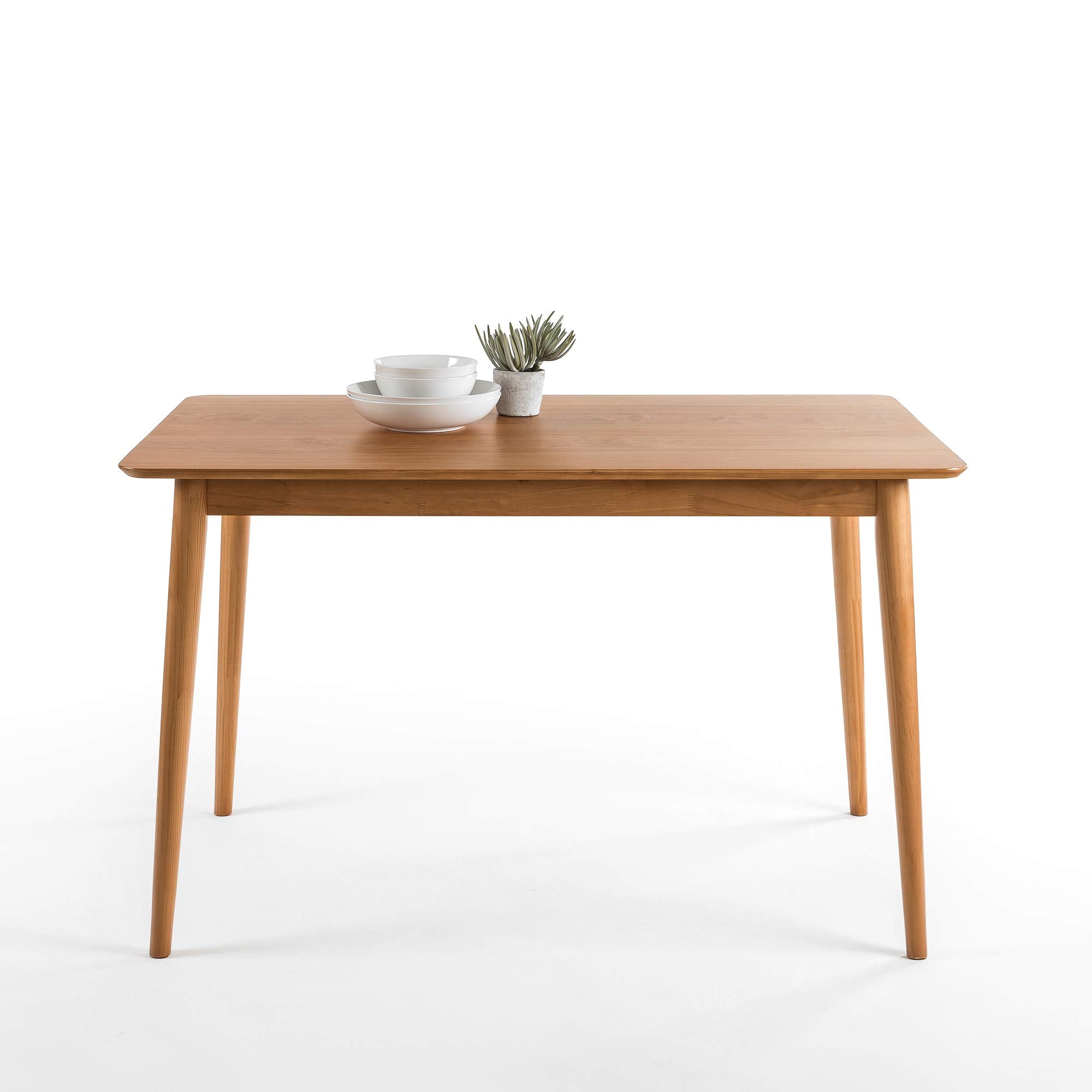 47 Inch Dining Table, Solid Wood Kitchen Desk, Easy Assembly, Natural Brown