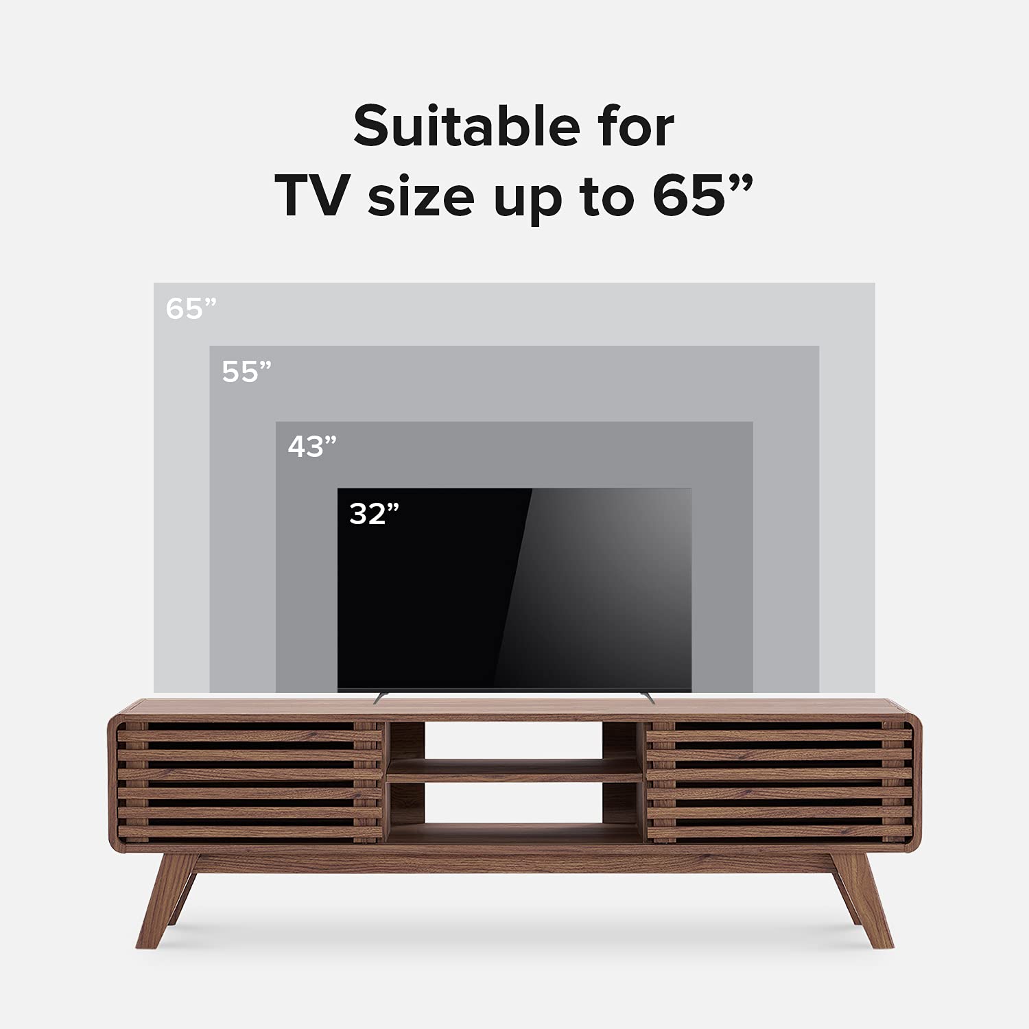 Ensley TV Stand, Mid-Century Modern Television Stand for 55/60/65 inch TV, Farmhouse Entertainment Center with Storage, Media Console Credenza Table for Living Room, Bedroom (Walnut, 59")