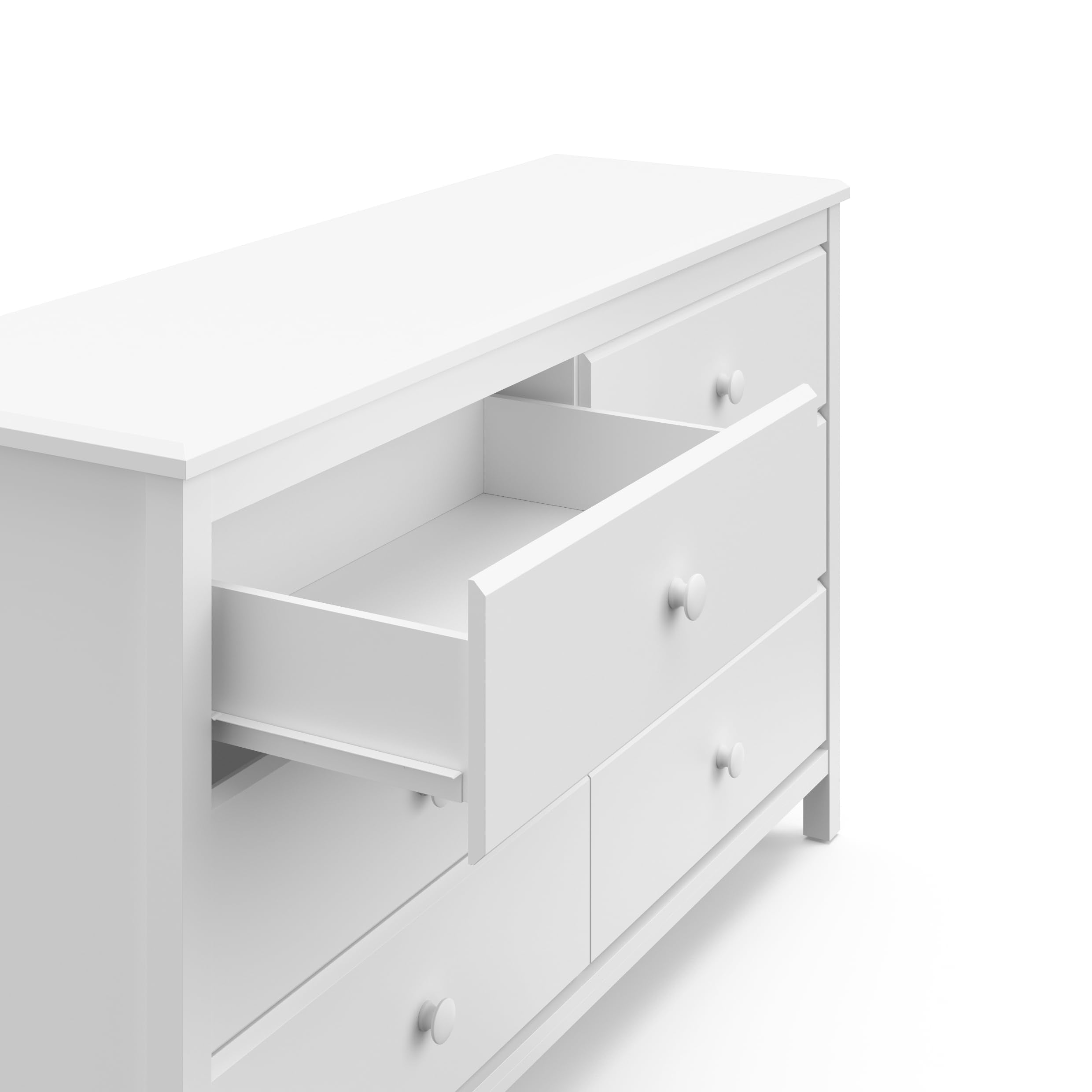 Alpine 6-Drawer Double Dresser (White), GREENGUARD Gold Certified Nursery & Kids Storage Chest, Modern Bedroom Organizer