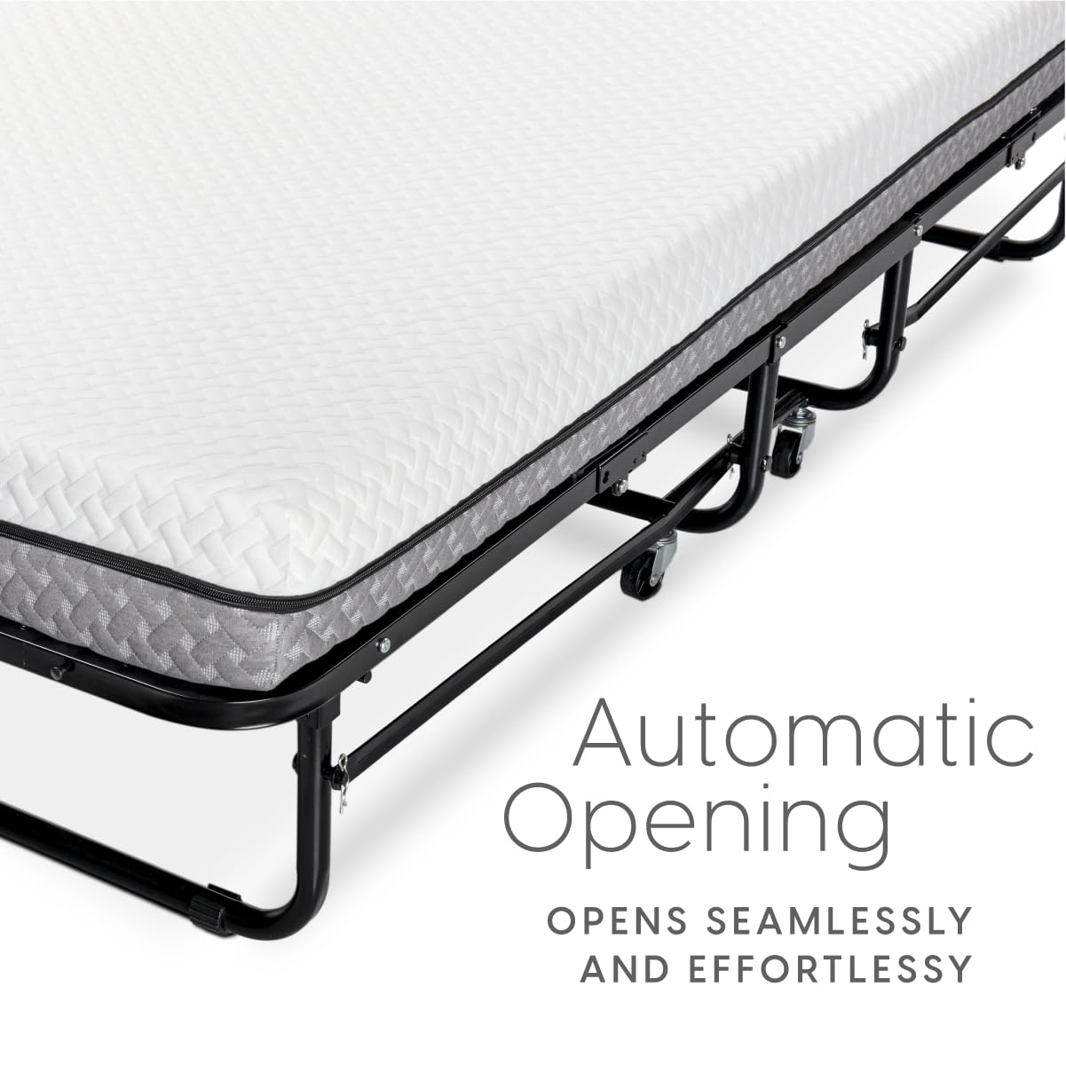 Deluxe Diplomat Folding Bed with Mattress for Adults, Twin Size, Portable Foldable Bed with Luxurious Memory Foam Mattress & Super Strong Frame