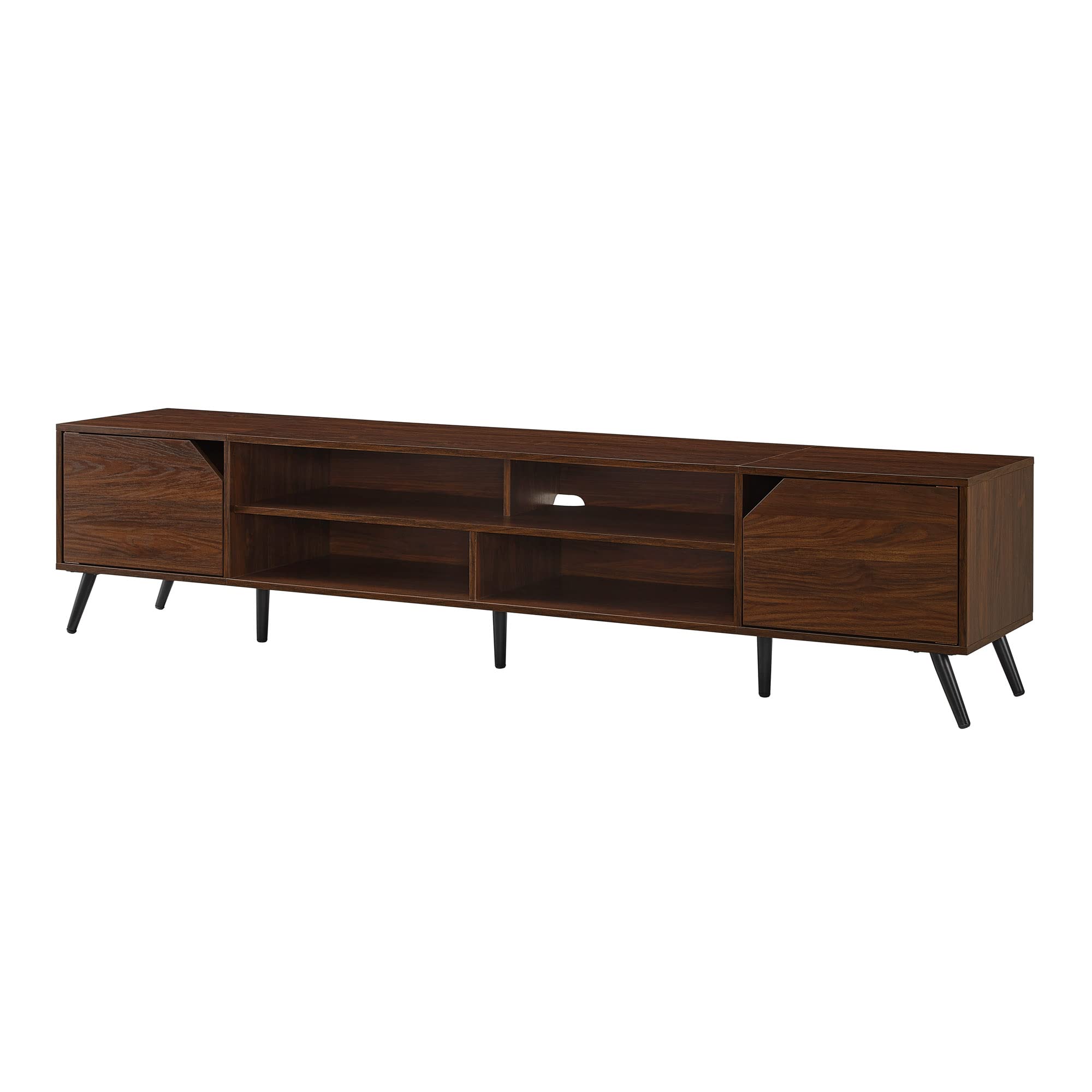 Nora Modern Minimal Open-Shelf TV Stand for TVs up to 90 Inches, 80 Inch, Dark Walnut