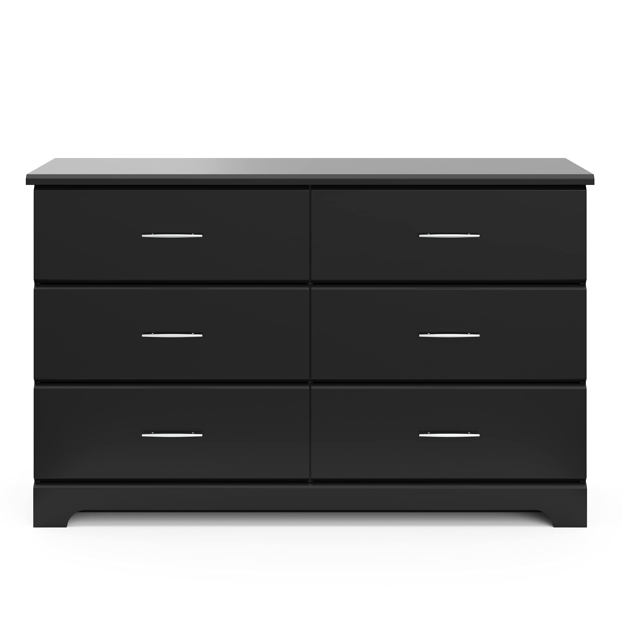 Brookside 6 Drawer Double Dresser for Nursery & Kids, GREENGUARD Gold Certified Chest of Drawers Organizer, Black