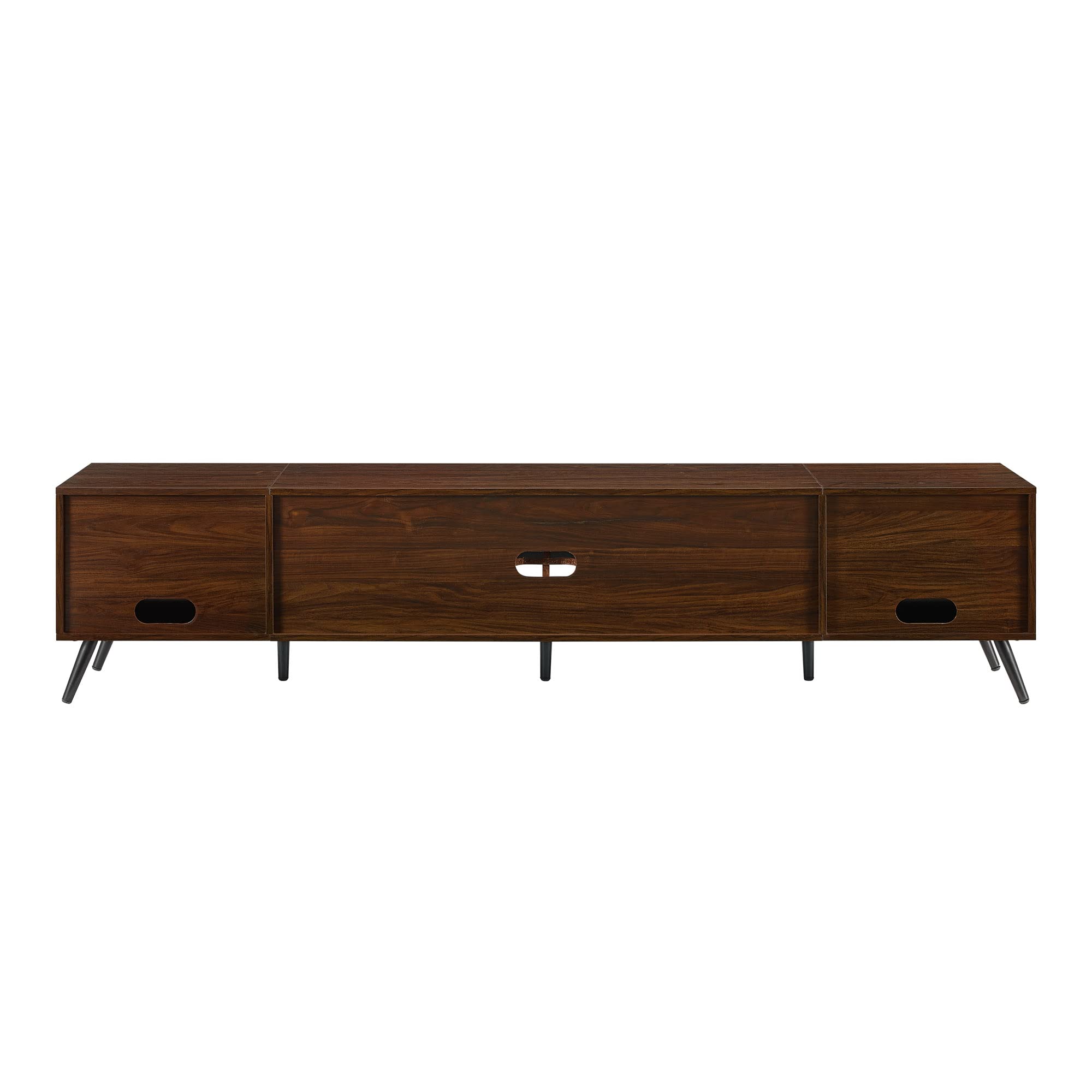 Nora Modern Minimal Open-Shelf TV Stand for TVs up to 90 Inches, 80 Inch, Dark Walnut