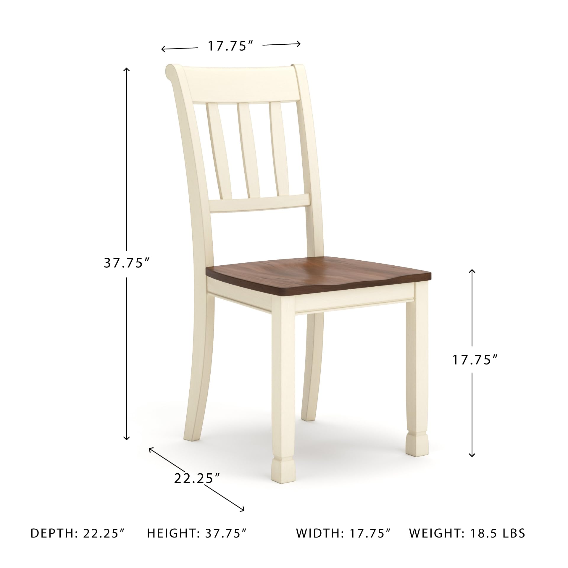WhiteOwing Dining Chair, Brown/Cottage White