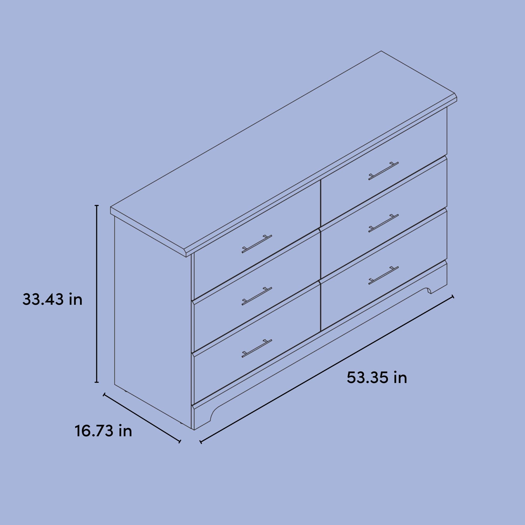 Brookside 6 Drawer Double Dresser for Nursery & Kids, GREENGUARD Gold Certified Chest of Drawers Organizer, Black
