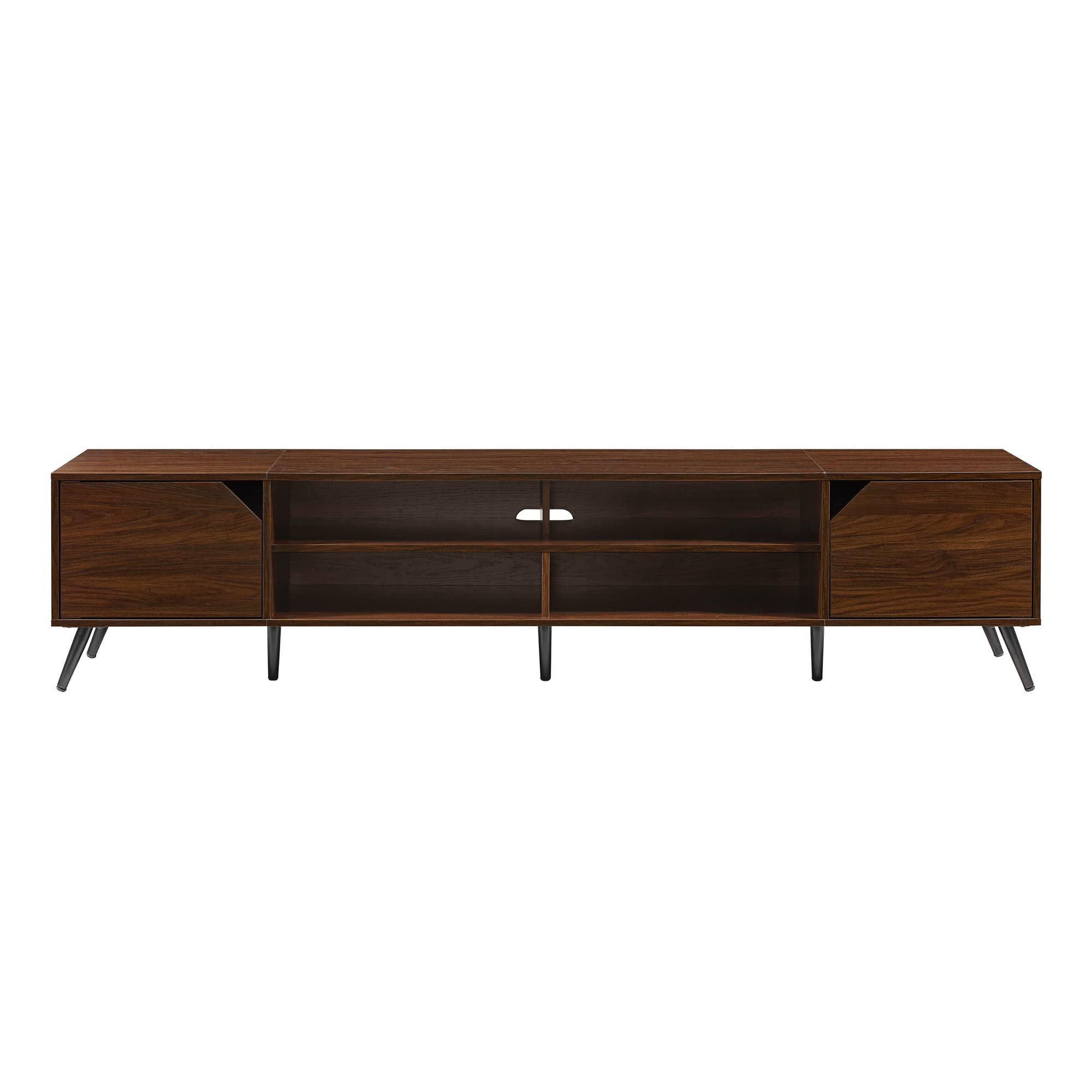 Nora Modern Minimal Open-Shelf TV Stand for TVs up to 90 Inches, 80 Inch, Dark Walnut