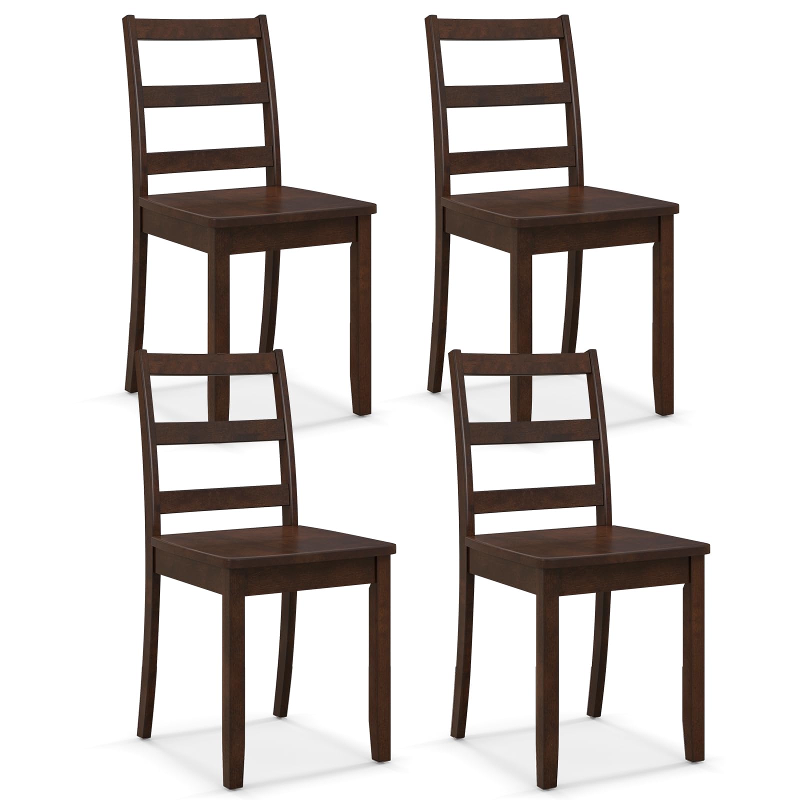 Wood Dining Chairs Set of 4 Walnut- Wooden Armless Kitchen Chairs with Solid Rubber Wood Legs, Non-Slip Foot Pads, Max Load 400 Lbs