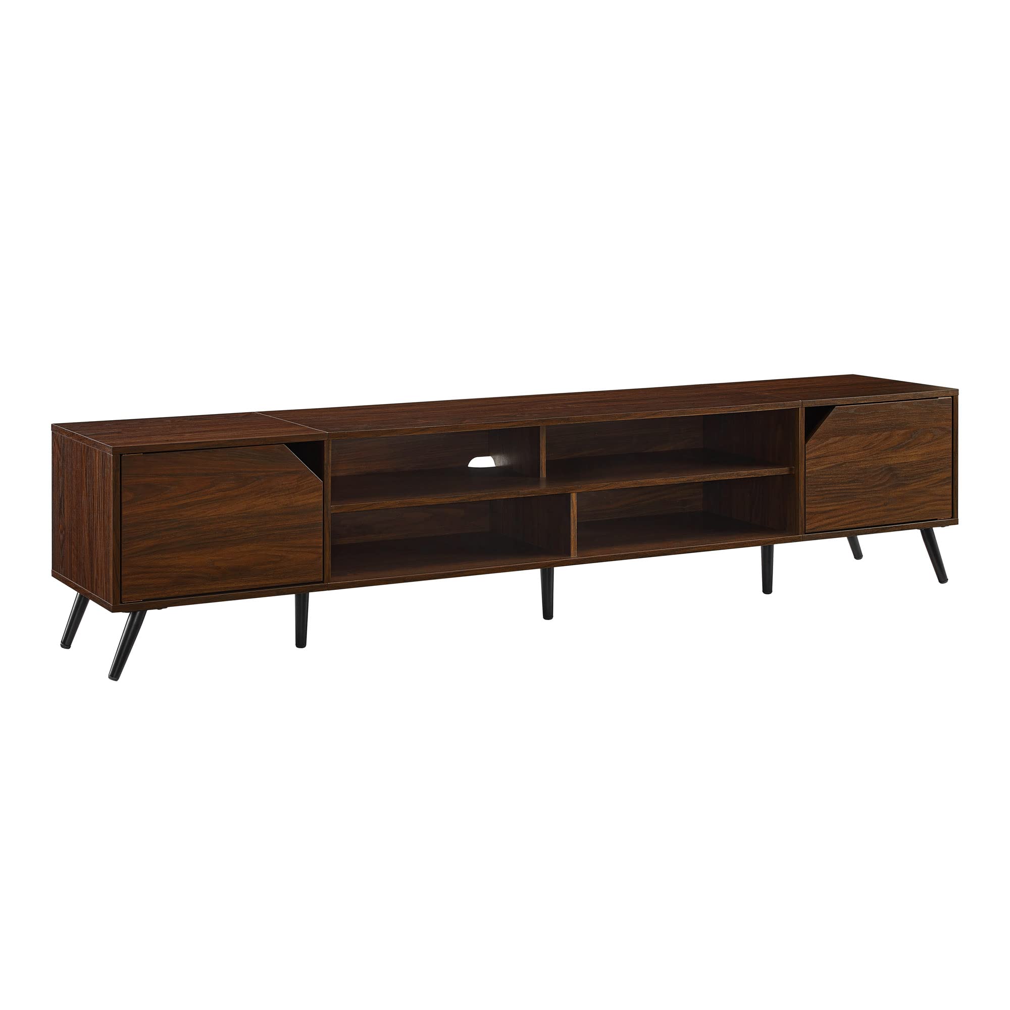 Nora Modern Minimal Open-Shelf TV Stand for TVs up to 90 Inches, 80 Inch, Dark Walnut