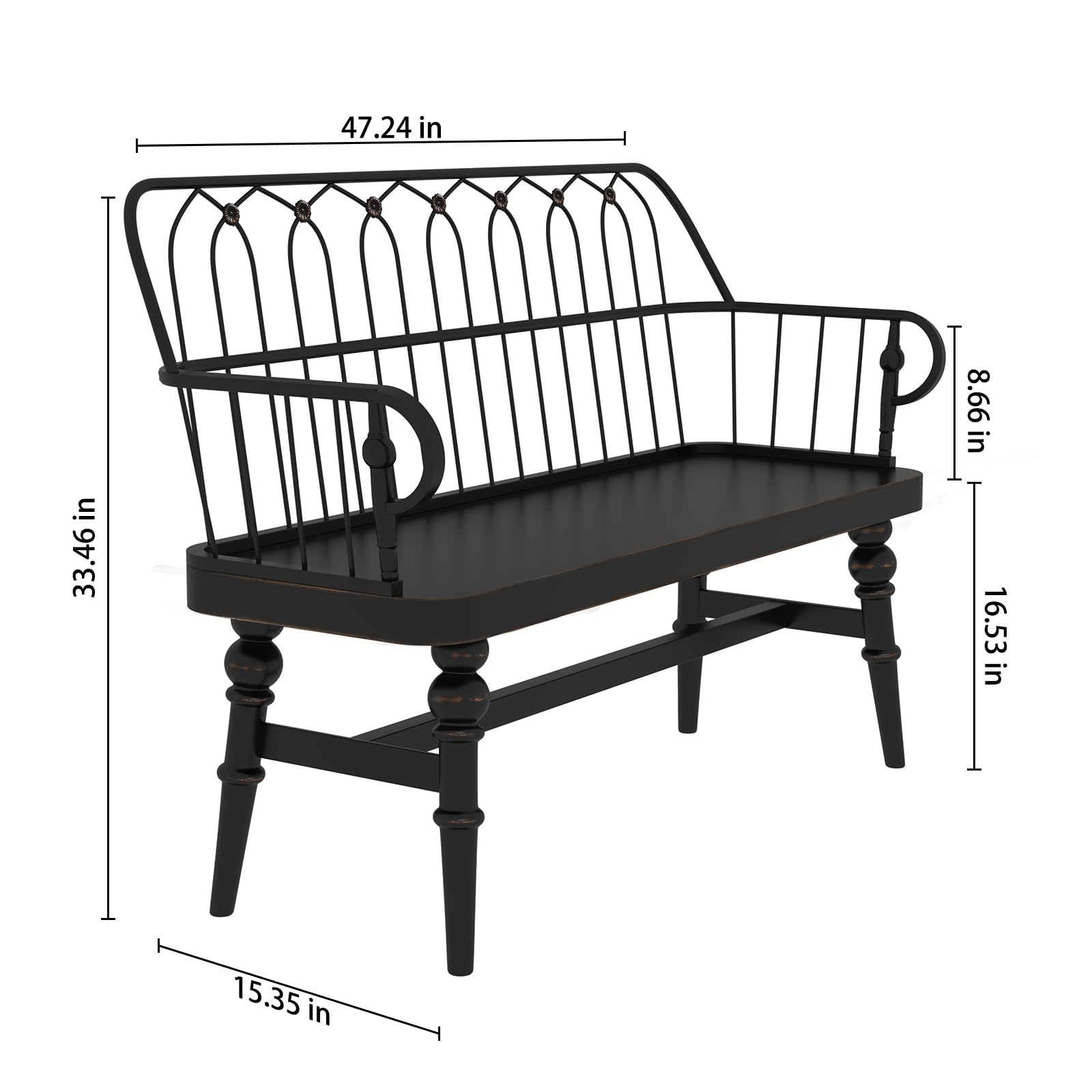 Entryway Bench,Spindle Back Wooden Dinning Bench, Farmhouse Foyer Bench for Entryway, Living Room, Dinning Room, Mudroom