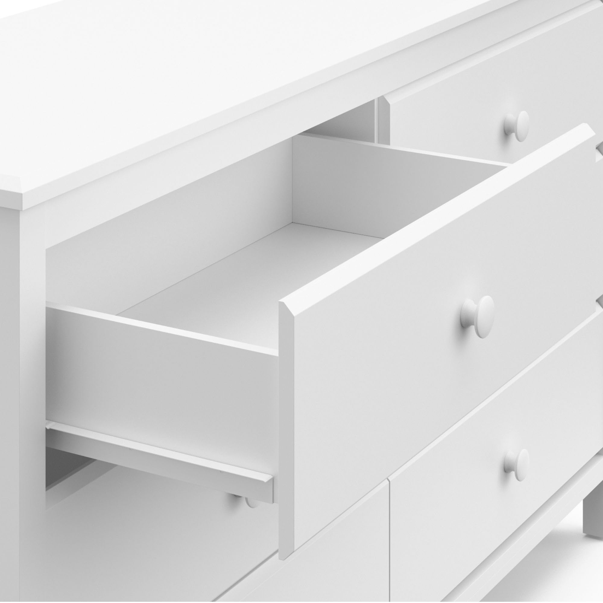 Alpine 6-Drawer Double Dresser (White), GREENGUARD Gold Certified Nursery & Kids Storage Chest, Modern Bedroom Organizer