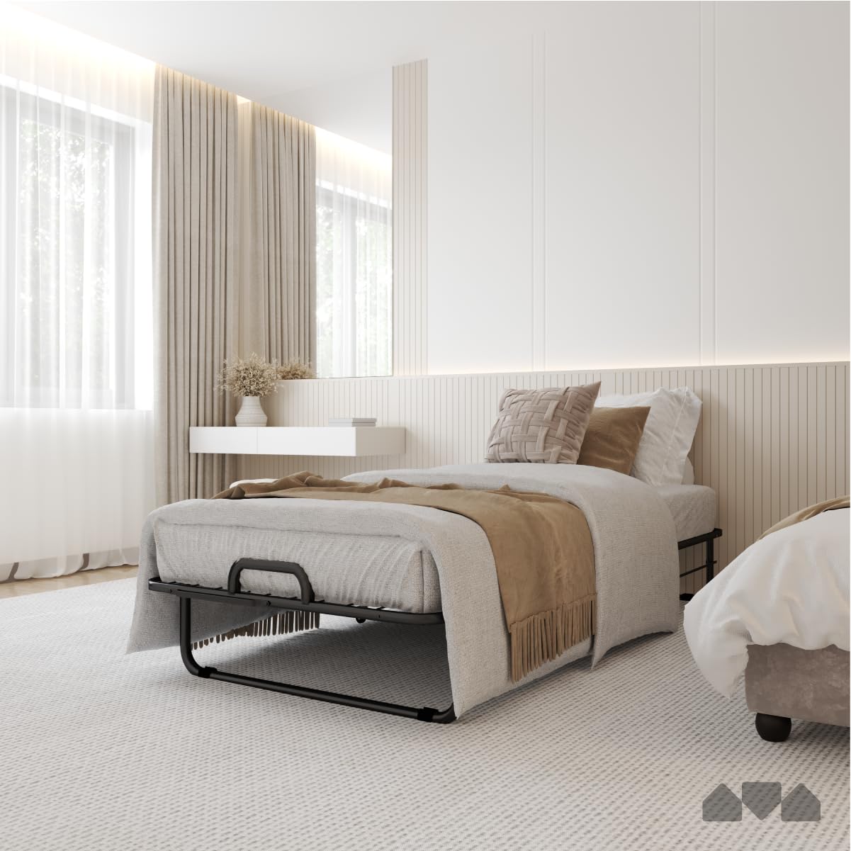 Deluxe Diplomat Folding Bed with Mattress for Adults, Twin Size, Portable Foldable Bed with Luxurious Memory Foam Mattress & Super Strong Frame