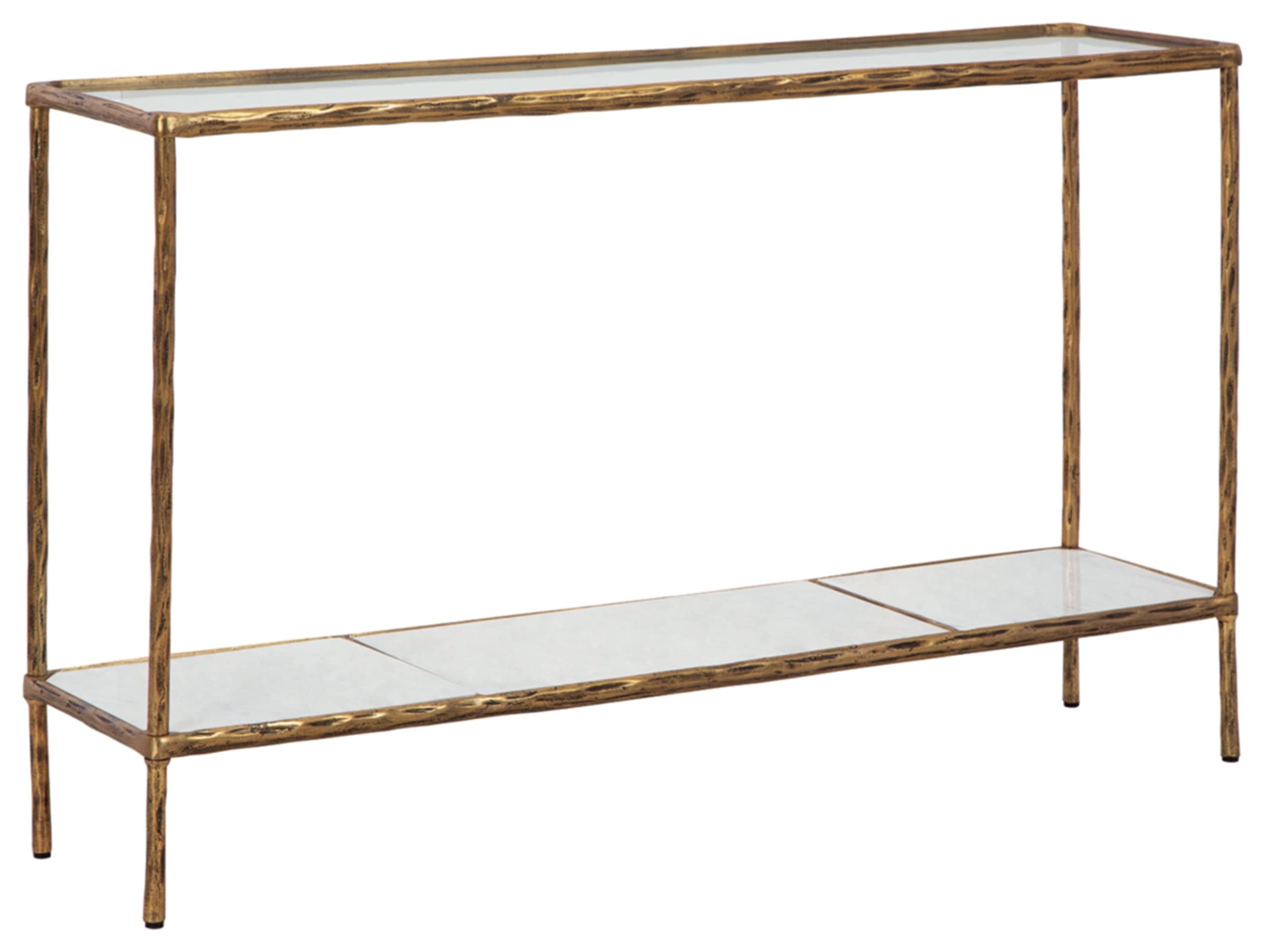 Ryandale Modern Console Sofa Table, Antique Brass Finish