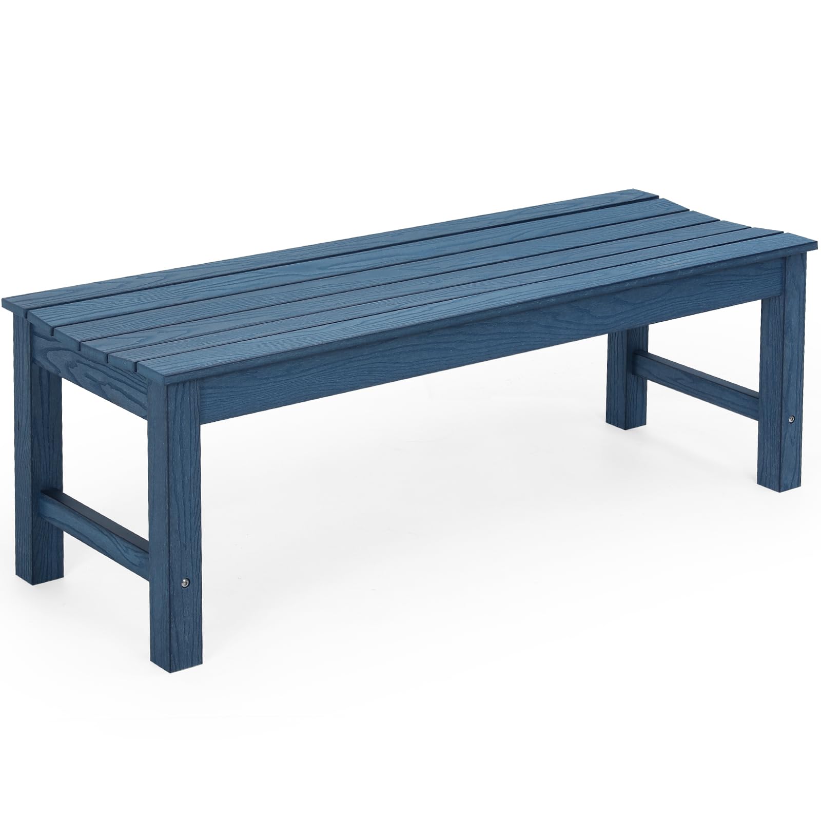 Outdoor Bench, 2-Person Patio Dining Bench, Waterproof Garden Bench, Never Rot or Fade, for Porch, Garden, Deck, and Entryway, Blue