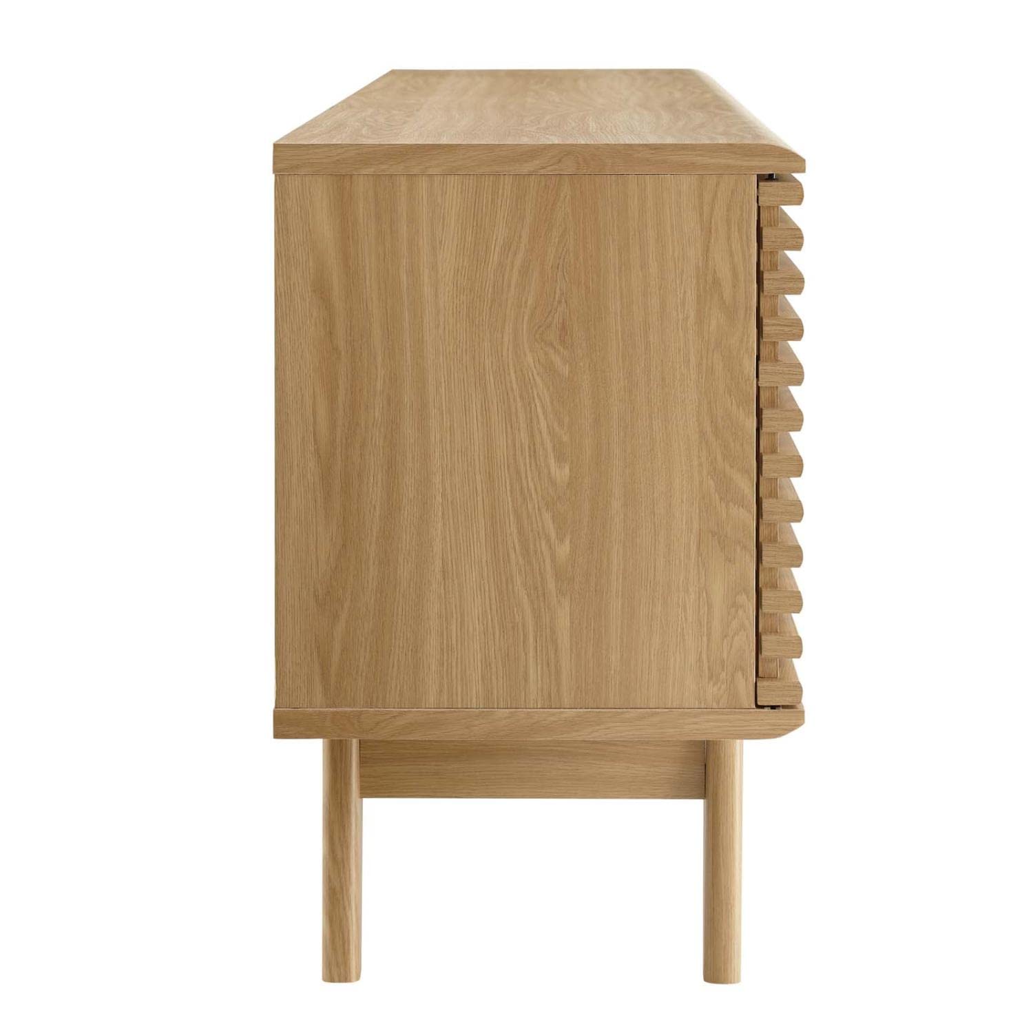 Render Mid-Century Modern Low Profile 71 Inch Media Console TV Stand in Oak, 71