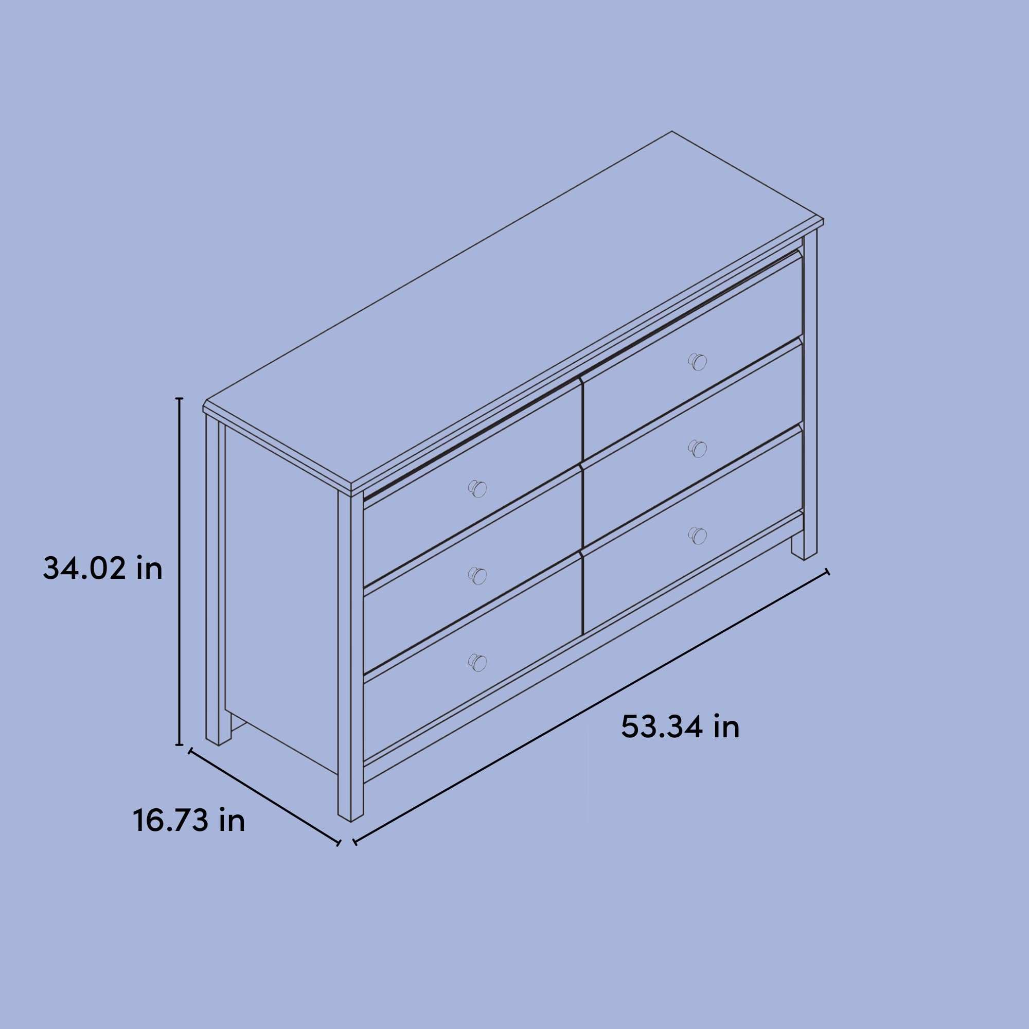 Alpine 6-Drawer Double Dresser (White), GREENGUARD Gold Certified Nursery & Kids Storage Chest, Modern Bedroom Organizer