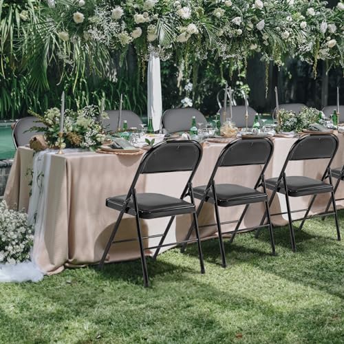 Folding Chair 12 Pack, Leather Padded Folding Chairs, Sturdy Metal Foldable Chairs, Easy to Use and Store, Outdoor and Indoor, for Home, Office, Party, Comfy