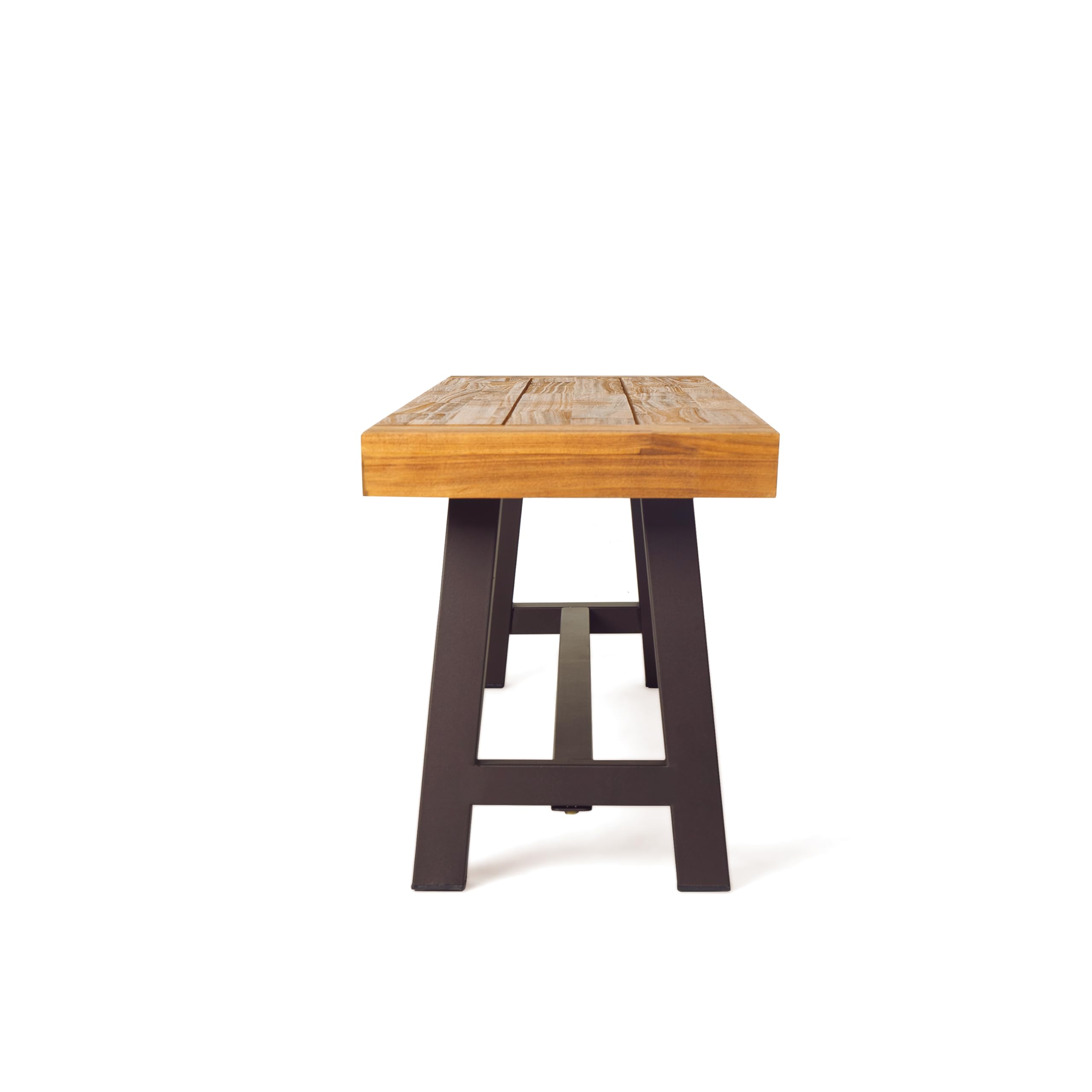 Carlisle Outdoor Acacia Wood and Rustic Metal Bench, Sandblast Finish / Rustic Metal 14. 75 x 63 x 17. 50 inches