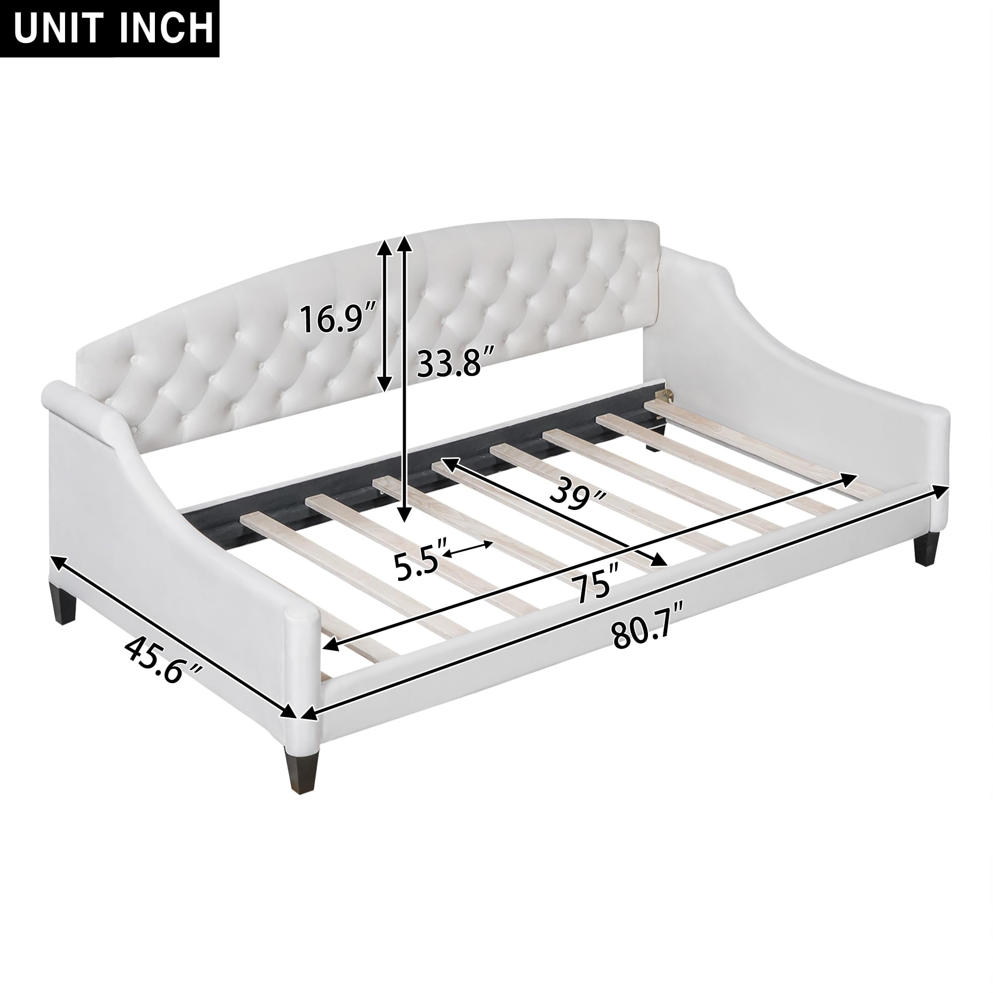 Twin Size Upholstered Daybed, Luxury Tufted Button Sofa Bed Frame for Bedroom & Living Room, Elegant Twin Daybed, Beige