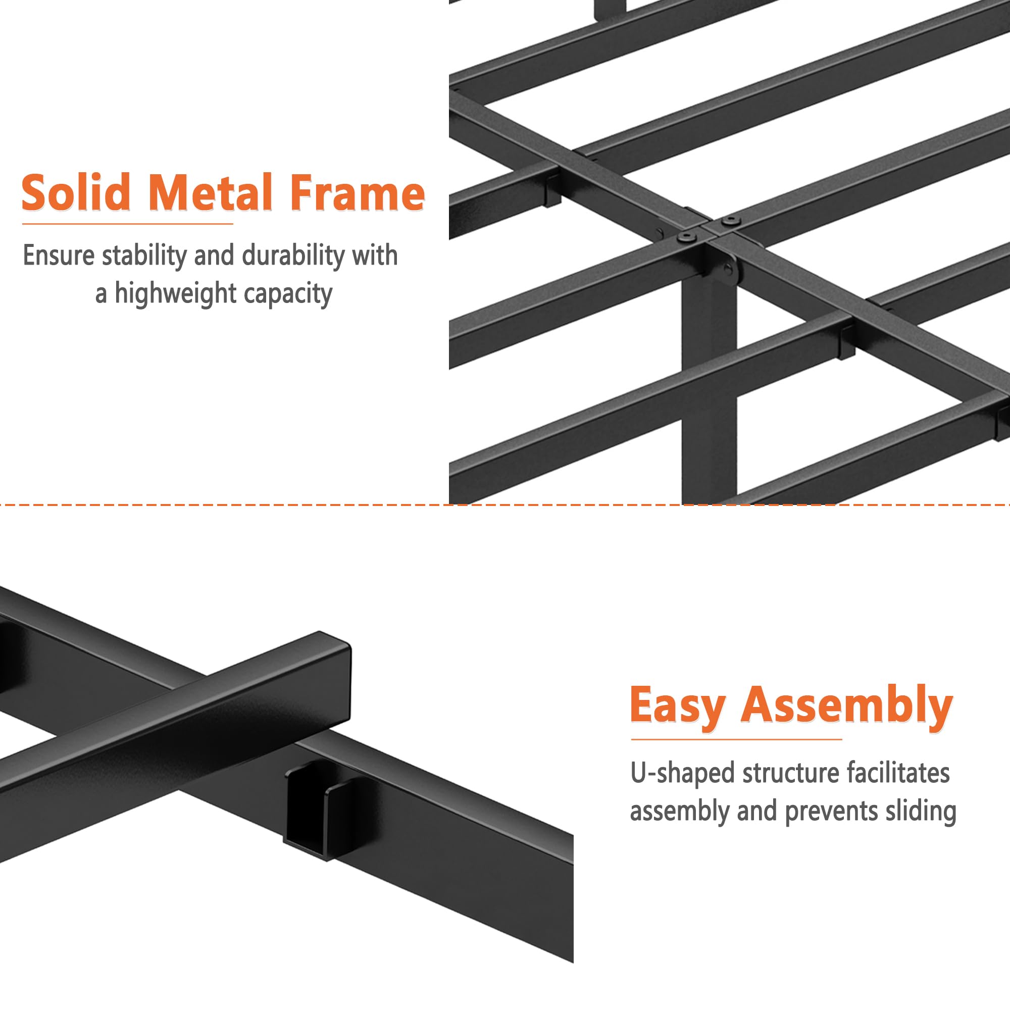 Queen Bed Frame-Classic Metal Platform Bed Frame,Mattress Foundation with Steel Slat Support,Under Foundation Storage,, , Queen Size