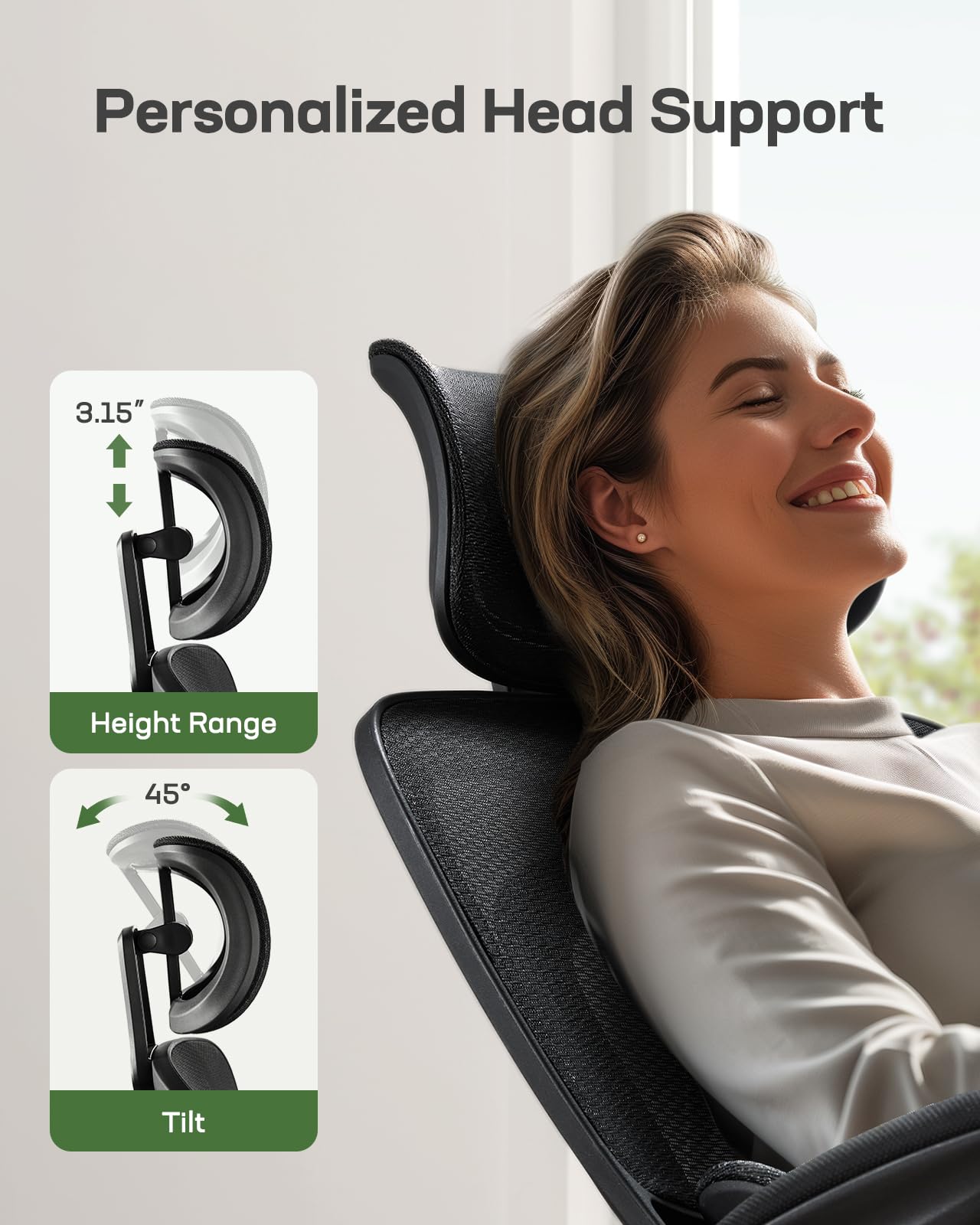 Ergonomic Office Chair with Adjustable Lumbar Support, High Back Desk Chair with 2D Headrest & Flip-Up Armrests Gaming Computer Task Chair Tilt Function Black