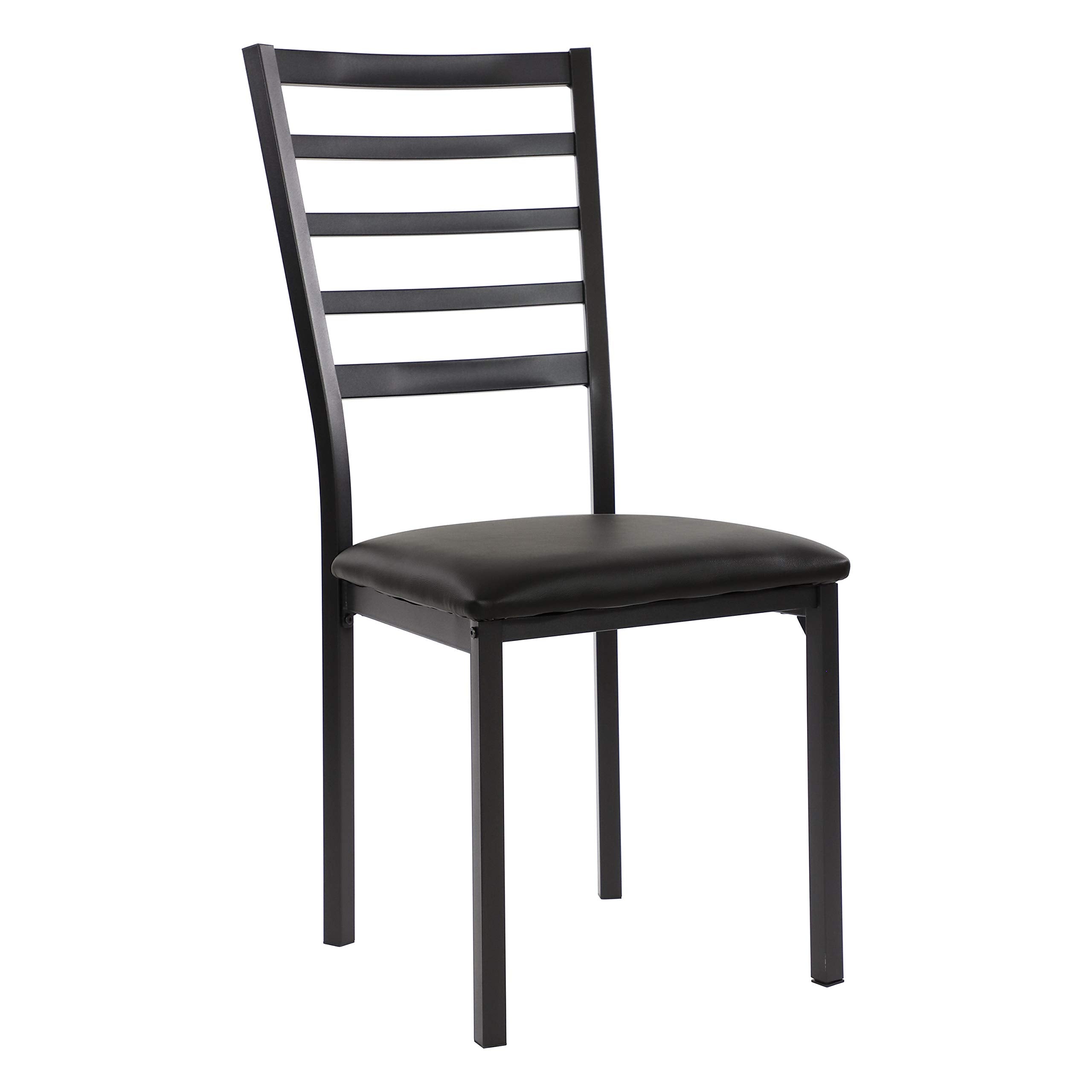 Arin Faux Leather Metal Frame Dining Chairs (Set of 4), 19" SH, Black