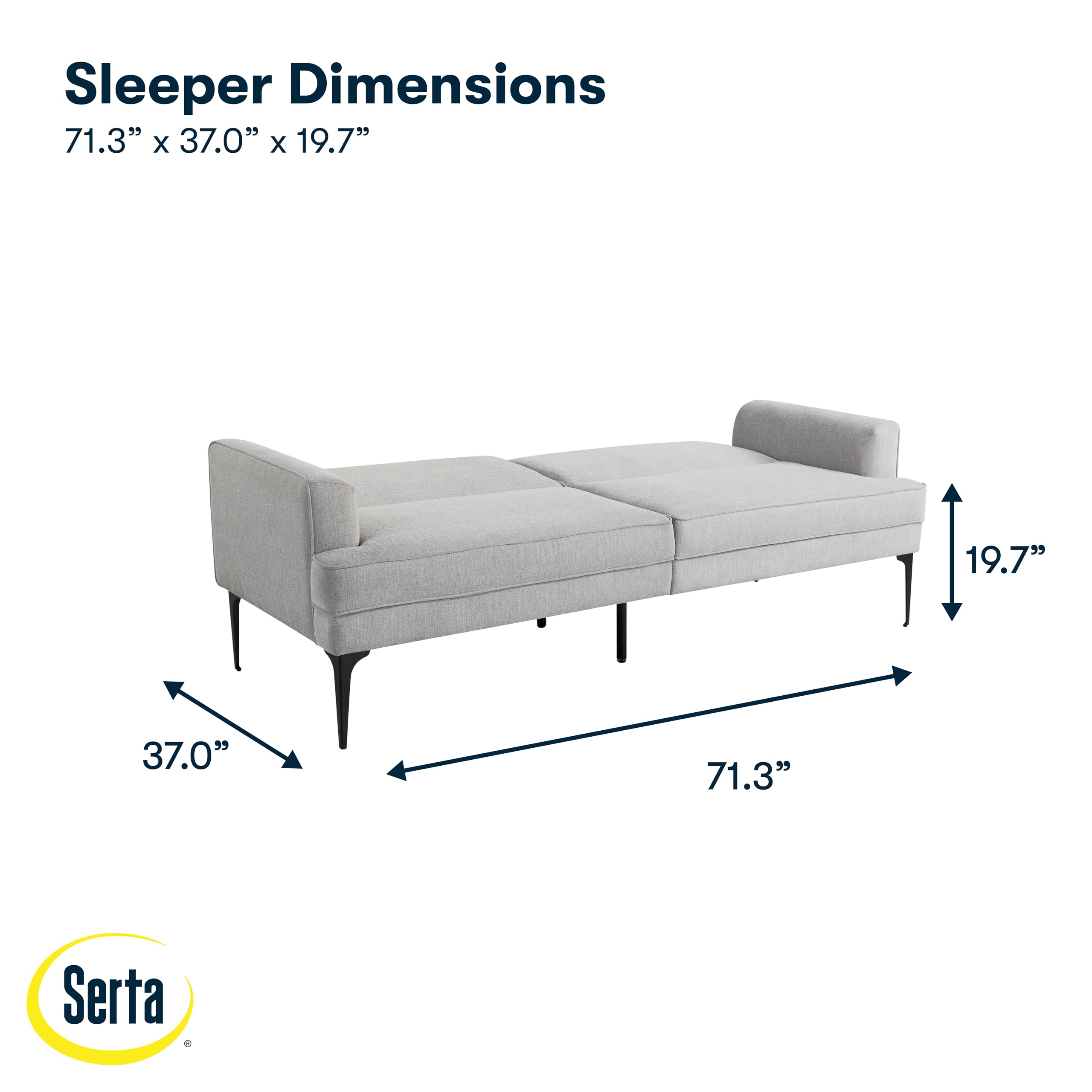 Paulsen 83.1" Split Back Convertible Futon Sofa, Dreamcoil® Comfort, FingerGuard® Pinch Point Protection, Woven Polyester Fabric, Light Gray