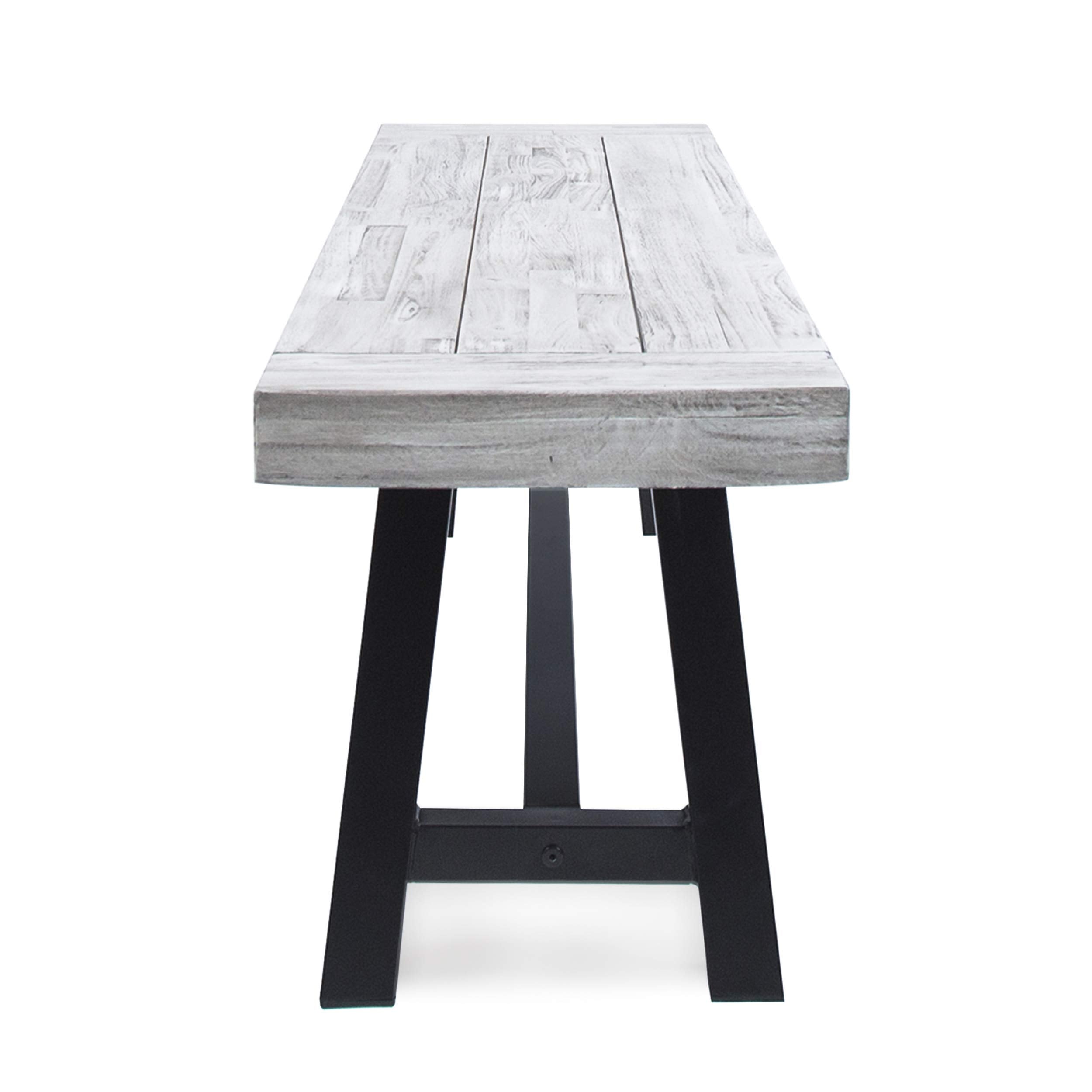 Noble House Jubilee Acacia Wood Dining Bench in Light Gray