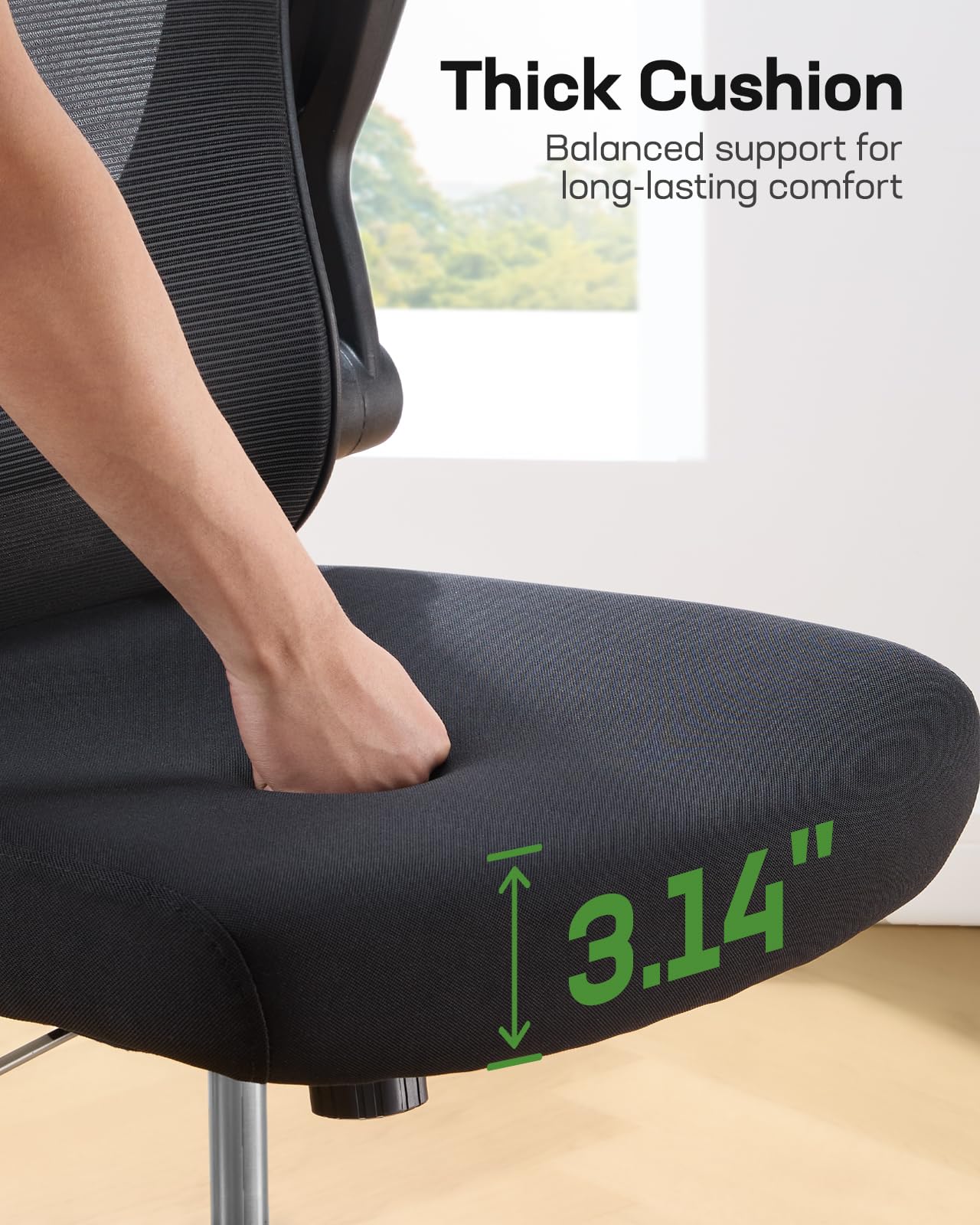 Ergonomic Office Chair: Ergonomic Gaming Chair with 3D Headrest, 3D Lumbar Support, Flip-up Armrests, High Back Adjustable Desk Chair with 90-120° Tilt Lock, Thick Cushion (Black)
